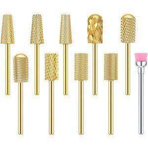 10 Pieces Nail Drill Bits Set, 3 Pieces Cone Tapered Barrel Carbide Nail Cuticle